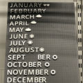 sign with Aussie-appropriate symbols next to month names - sunglasses in January, snowflake in July