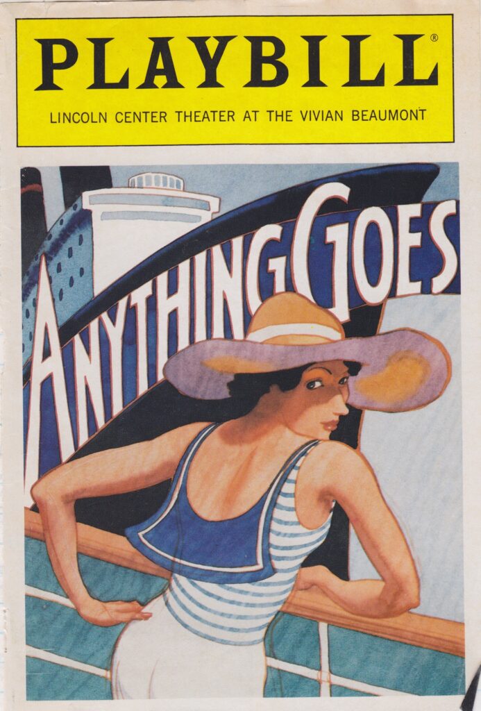 Playbill cover for Anything Goes at the Lincoln Center Theater